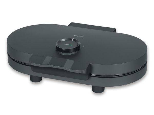 Severin WA 2118, 2 vafler, Hjerte (form), Svart, Plast, Rustfritt stål, 0,65 m, Oppvarming, Klar