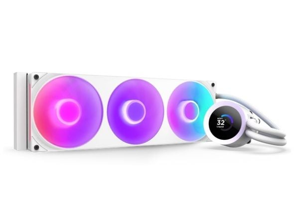 NZXT Kraken Plus 360 RGB, Alt-i-ett væskekjøler, 500 RPM, 2400 RPM, Hvit