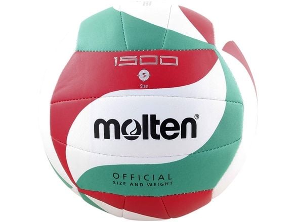 Molten V5M1500, Vit, Läder, Syntetisk, 18-panel ball, Inomhus & utomhus, Red, Green, Black, Mönstrad