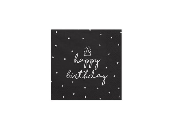 Party Deco Papirservietter, Gratulerer med dagen, sort, 33x33 cm., 20 stk. universal
