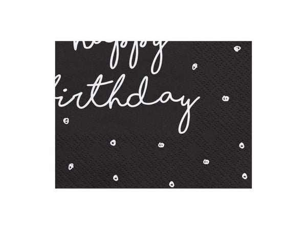 Party Deco Papirservietter, Gratulerer med dagen, sort, 33x33 cm., 20 stk. universal