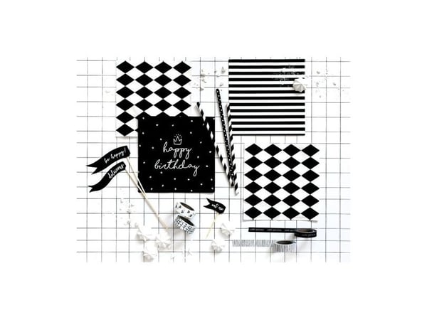 Party Deco Papirservietter, Gratulerer med dagen, sort, 33x33 cm., 20 stk. universal