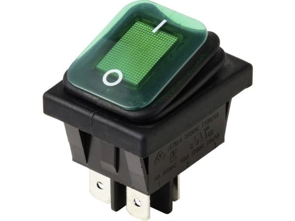 TRU COMPONENTS vippebryter TC-13599532 250 V/AC 16 A, 2 x Av/På, IP65 (front), klikkende, 1 stk