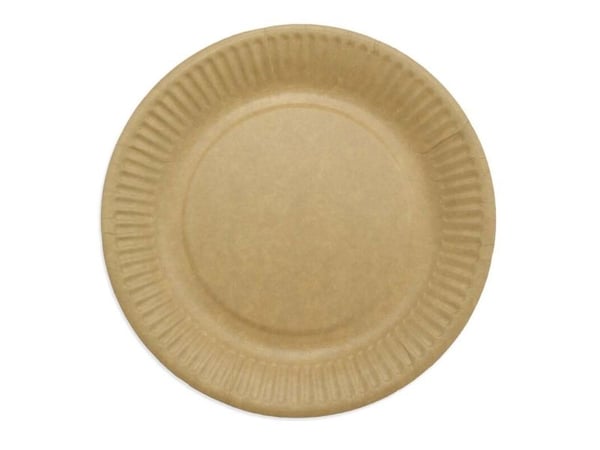 Tallerken Middag, Rund indvendig diameter 180.0 mm biologisk nedbrydeligt papir, brun komposterbar,