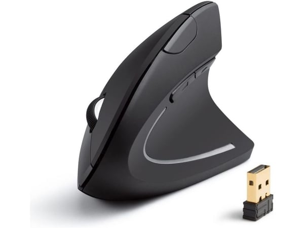 Anker Vertical Ergonomic - Vertikal mus - optisk - 5 knapper - trådløs - 2.4 GHz - USB trådløs mottaker - svart