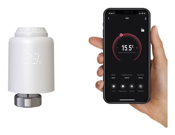 Smart termostatisk radiatorventil med LED WiFi Smart Tellur-ventil. TLL331441