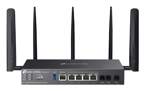 TP-Link Omada DR3650V-4G, Kaksitaajuus (2,4 GHz/5 GHz), Ethernet LAN, ADSL, ADSL2, musta, Pöytäreititin