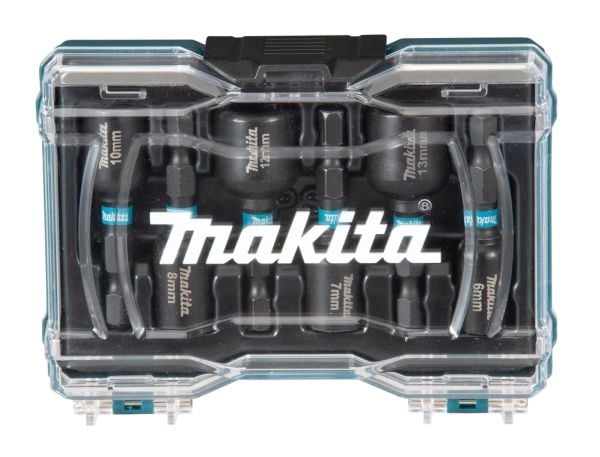 Makita Impact Black - Impact socket bit set - 6 deler - sekspunkters - 6 mm, 7 mm, 8 mm, 10 mm, 12 mm, 13 mm - heksagonal - lengde: 50 mm