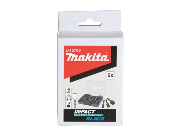 Makita Impact Black - Impact socket bit set - 6 deler - sekspunkters - 6 mm, 7 mm, 8 mm, 10 mm, 12 mm, 13 mm - heksagonal - lengde: 50 mm