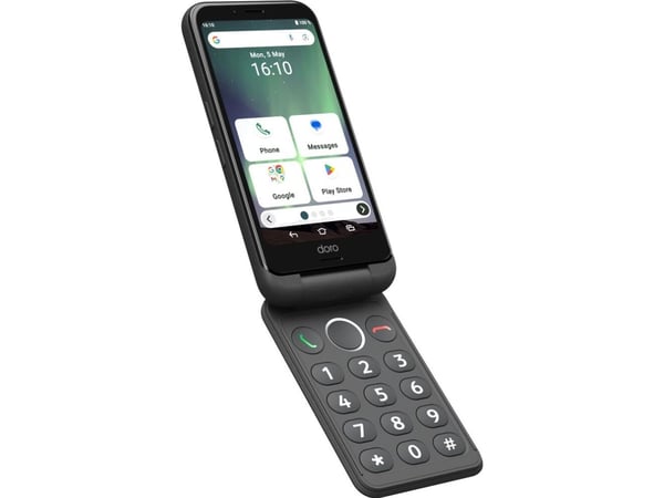 Doro Aurora A20, 11,4 cm (4.5"), 4 GB, 64 GB, 13 MP, Android 14, musta