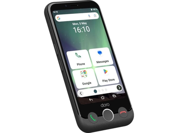 Doro Aurora A10, 11,4 cm (4.5"), 4 GB, 64 GB, 13 MP, Android 14, musta