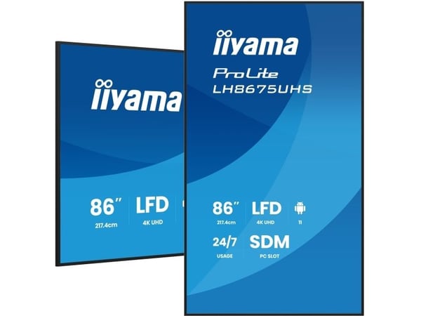 iiyama ProLite LH8675UHS-B2AG - 86" Diagonalklasse (85.6" synlig) LED-bakgrunnsbelyst LCD-skjerm - intelligent skilting - med innebygd mediespiller...