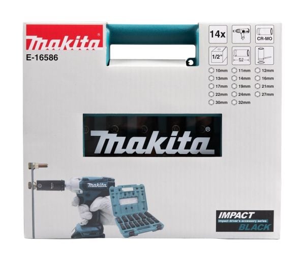Makita Impact Black - Impact socket set - 14 deler - 1/2" - 10-32 mm
