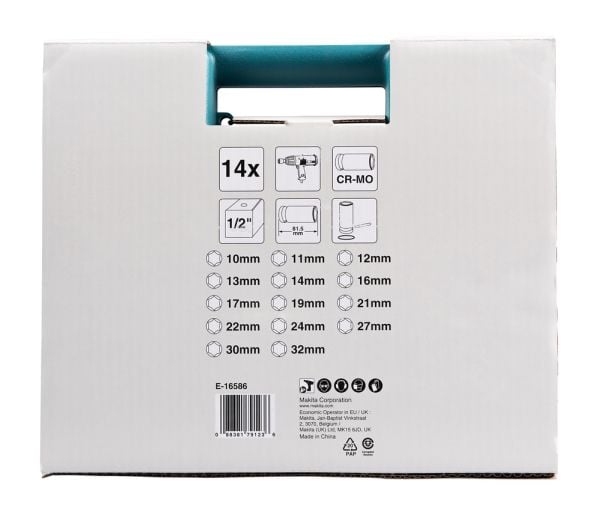 Makita Impact Black - Impact socket set - 14 deler - 1/2" - 10-32 mm