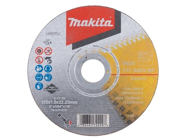 Makita E-17120-12 Trennscheibe gerade 125 mm 12 St., Kutteskive, Flatt senter, Metall, Rustfritt stål, Makita, 2,22 cm, 12,5 cm