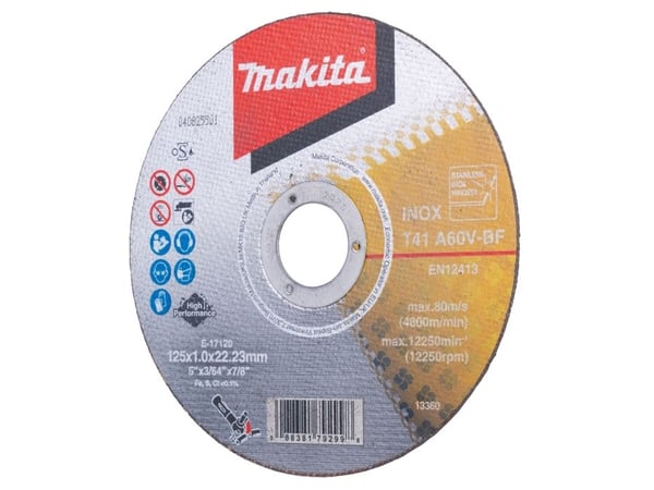 Makita E-17120-12 Trennscheibe gerade 125 mm 12 St., Kutteskive, Flatt senter, Metall, Rustfritt stål, Makita, 2,22 cm, 12,5 cm