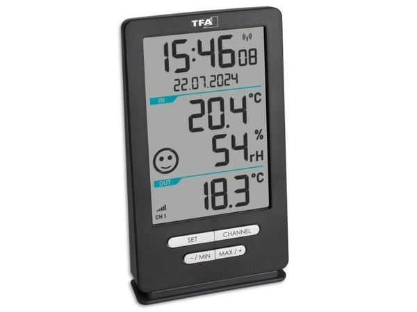 TFA-Dostmann 30.3074.10, Elektronisk miljøtermometer, Inne/Ute, °C, -40 - 50 °C, Digitalt, Antrasitt