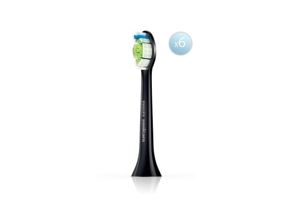 Philips Optimal White HX6066/88 6-pakning, børstehoder, 6 stykker, Svart, 3 måned(er), Medium, 62000 bevegelser per minutt, Philips