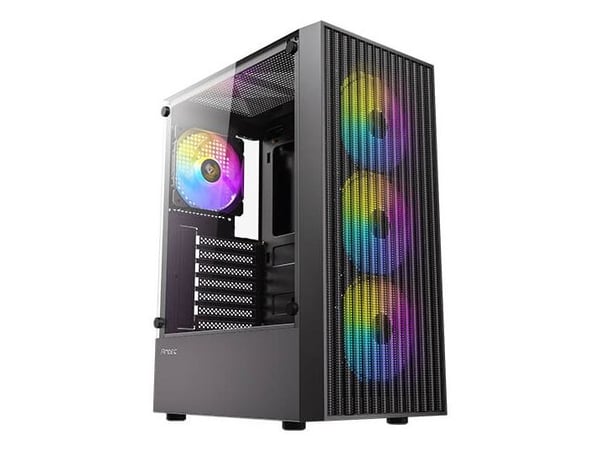 Antec AX27 RGB, Midi Tower, PC, Svart, ATX, ITX, micro ATX, Plast, Stål, Spela