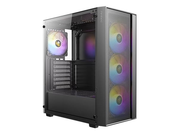 Antec AX65 ARGB, Midi Tower, PC, Sort, ATX, ITX, Micro ATX, Plast, Stål, Spilling