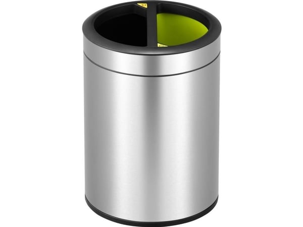 Roskakori, EKO, teräsmatto, muovi/ruostumaton teräs, 2-osastoinen, 2x5 l, muovinen sisäastia