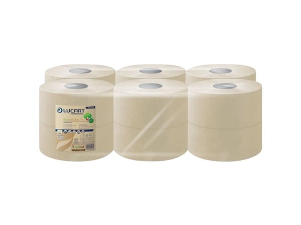 Jumborulle, Lucart T3 Natural, 2-lags, Mini, 180m x 8,9cm, Ø19cm, ubleget