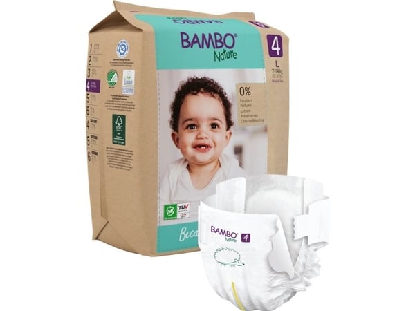 Børneble, tapeble, miljømærket, Bambo Nature, 4, papirspose, paper bag - (6 stk.)