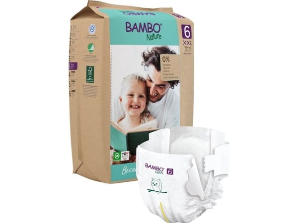 Børneble, tapeble, miljømærket, Bambo Nature, 6, papirspose, paper bag - (6 stk.)