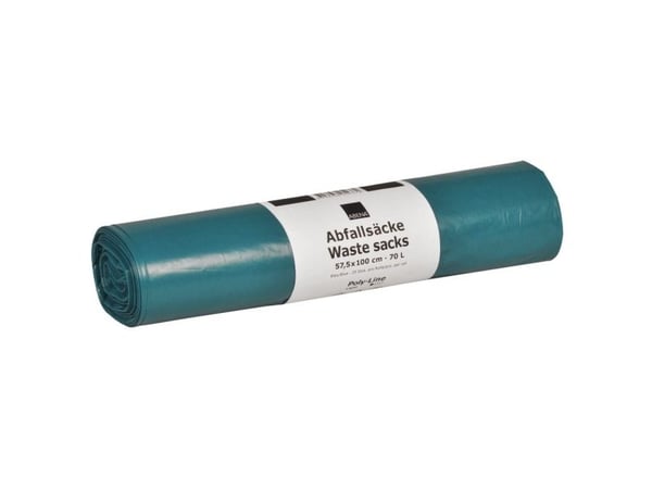Sekk, ABENA Poly-Line, 70 l, blå, LDPE/resirkulert, 57,5x100 cm - (10 ruller x 25 stk./kartong)