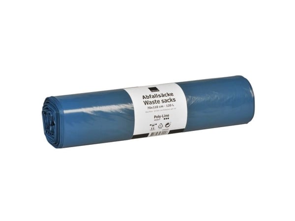 Sæk, ABENA Poly-Line Supersæk, 100 l, blå, LLDPE/genanvendt - (10 stk.)