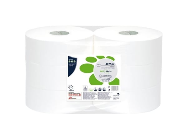 Jumborulle, Biotech, 2-lags, Midi, 300m x 9,5cm , Ø27cm, hvid - (6 stk.)