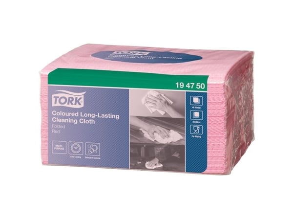 Pyyhimisliina, Tork W8, 38x30cm, punainen, polyesteri/viskoosi - (8 kpl)