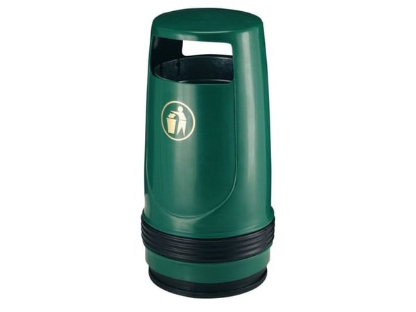 Udendørs affaldsspand, Merlin, grøn, PP, 90 l, med inderspand i metal, nøgle, UV-resistent, til t...