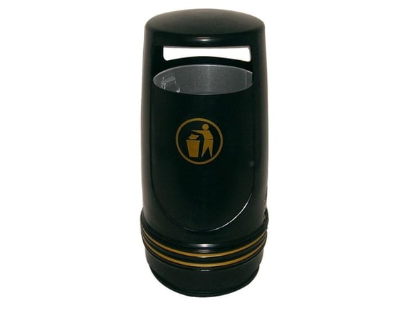 Udendørs affaldsspand, Merlin, sort, PP, 90 l, med inderspand i metal, nøgle, UV-resistent, til t...