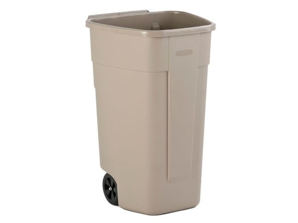 Affaldscontainer, Rubbermaid, beige, plast, 110 l, med 2 hjul, uden låg
