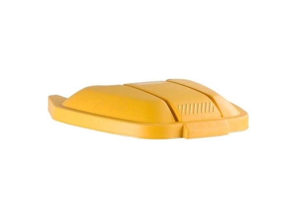 Låg, Rubbermaid, 56x51,5x8cm, gul, plast, til tohjulet container