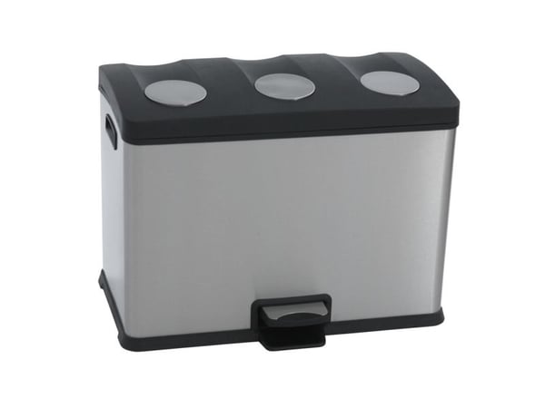 Pedalbøtte, EKO Rejoice, stål, FPP/rustfritt stål, 3 rom, 3x12 l, innerbøtte av plast, soft close