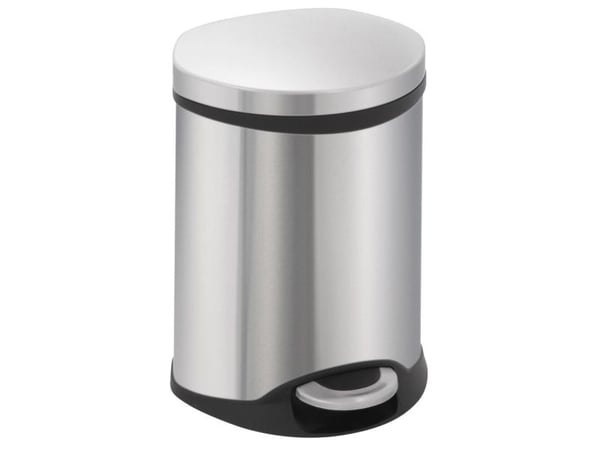 Pedalbøtte, EKO Shell-bin, stål matt, rustfritt stål, 6 liter, med innerbøtte i plast og soft close-lokk