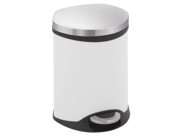 Pedalbøtte, EKO Shell-bin, hvit, pulverlakkert stål, 6 l