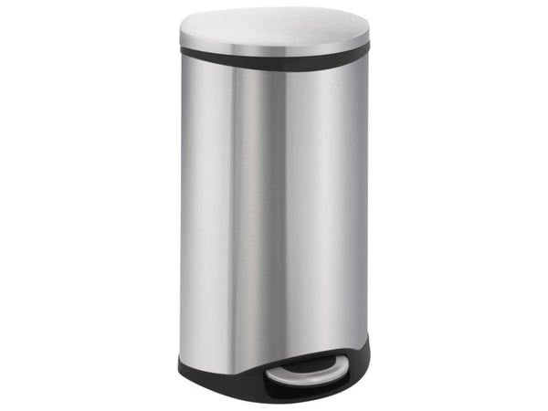 Pedalbøtte, EKO Shell-bin, stål matt, rustfritt stål, 30 liter, med innerbøtte i plast og soft close-lokk
