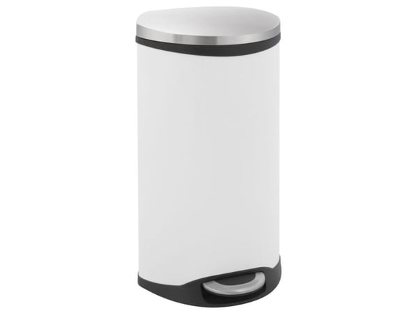 Pedalbøtte, EKO Shell-bin, hvit, pulverlakkert stål, 30 l