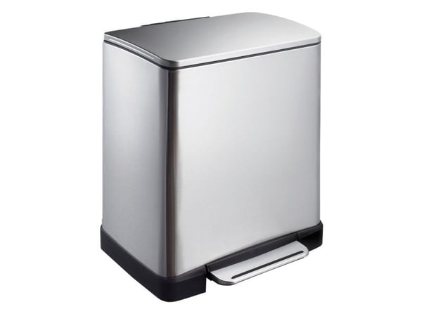 Pedalbøtte, EKO E-cube, stål matt, rustfritt stål, 20 l, innerbøtte av plast, soft close