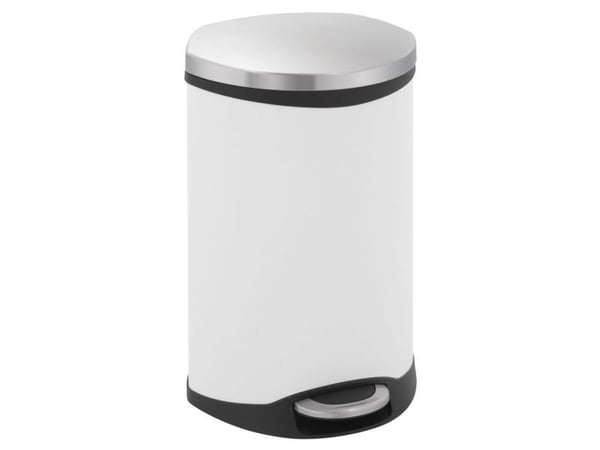 Pedalbøtte, EKO Shell-bin, hvit, pulverlakkert stål, 18 l