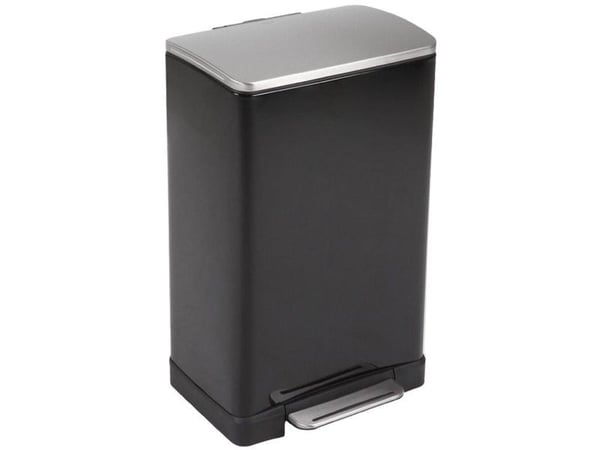 Pedalspand, EKO E-cube, sort, pulverlakeret stål, 40 l, plast inderspand, soft close
