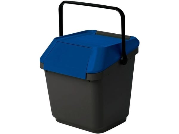 Avfallsbeholder, EasyMax, grå, plast, 35 l, med blått lokk
