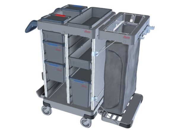 Rengøringsvogn, Vileda Origo 2 Ready-to-Go, CX, 66x60x141,5cm, grå, aluminium/PA/PP/stål, til fug...