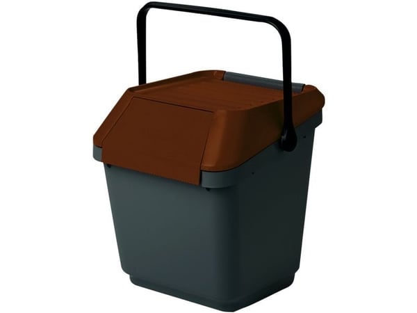 Avfallsbeholder, EasyMax, grå, plast, 35 l, med brunt lokk