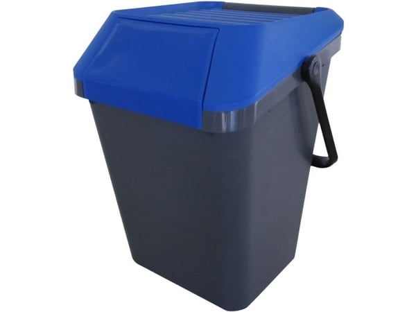 Avfallsbeholder, EasyMax, grå, plast, 45 l, med blått lokk