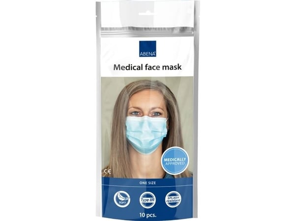 Ansigtsmaske, ABENA Excellent, 3-lags, blå