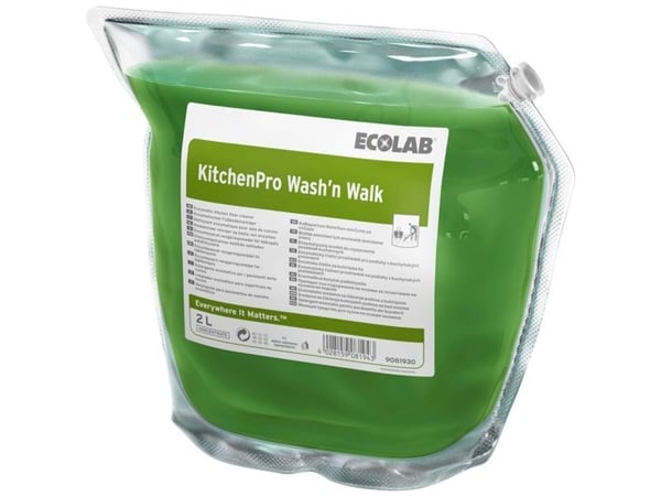 ECOLAB KitchenPro Wash'n Walk - Rengjøringsmiddel/fettfjerner - væske - plastpung - 2 L - profesjonell - konsentrert (en pakke 2)